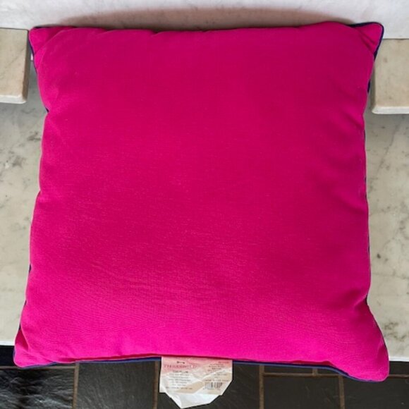 THRESHOLD Pink Embroidered Anchor White Blue Stripe Toss Pillow - Picture 3 of 15